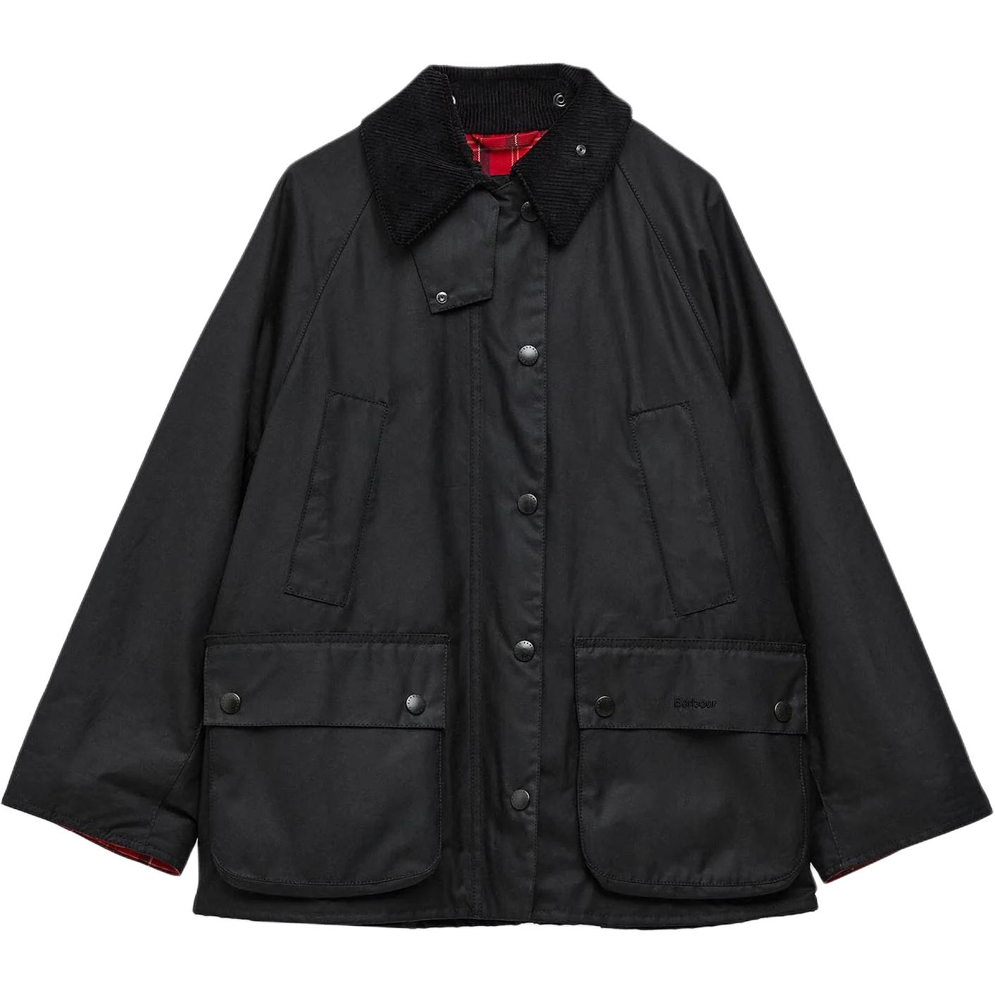 Пиджак с вельветовым воротником и манжетами в клетку Barbour, черный